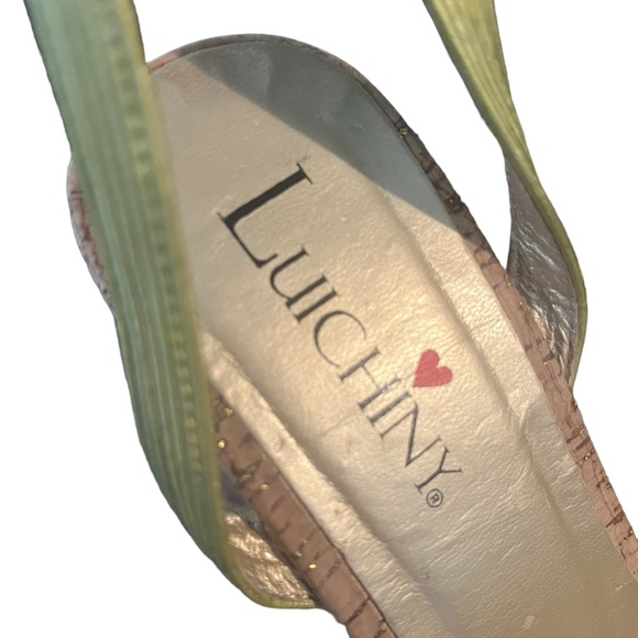 LUICHINY Mystical Gold Cork Wedge Platform Sandals Sz 9 - Picture 4 of 13